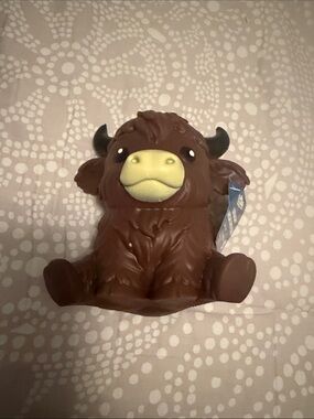 Toymendous Dark Brown Highland Cow with black horns Squishy Toy - NWT